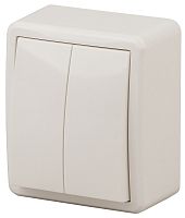 Выключатель накладной Эра Эксперт 2-кл. слоновая кость картинка